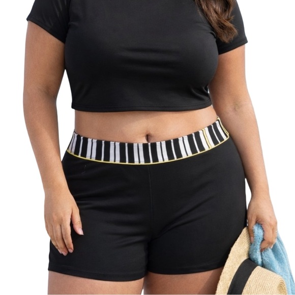 south point Other - South Point Swim Shorts bottoms 22W Black White Stripe Waist Yellow Trim GUC